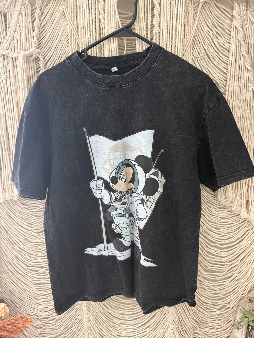 Mens Black Mickey Astronaut Graphic Tee